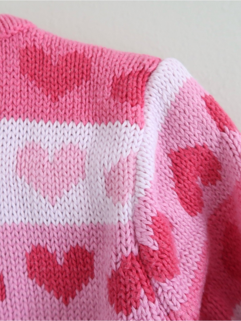 Vintage Talbots Kids Cardigan 24M Pink Heart Cotton Knit Sweater - Picture 5 of 5